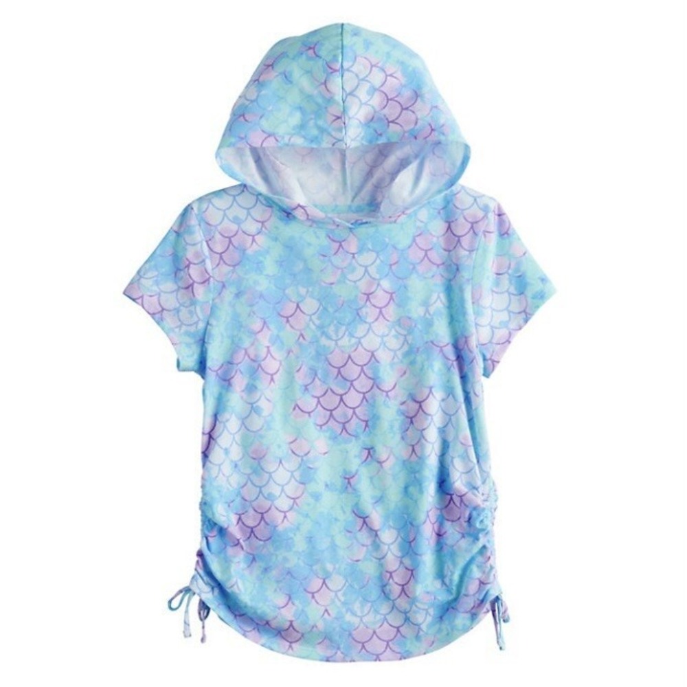 So Girls Hoodie Tie Dye Tee XS 6-6X New with Tags Side Cinch Mermaid Blue Purple